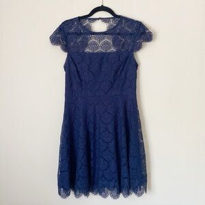 Eliza J navy blue lace cap sleeve dress 8